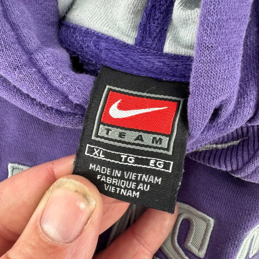 VTG Nike Team Kansas State Wildcats Hoodie Mens XL Purple Center Swoosh Pullover
